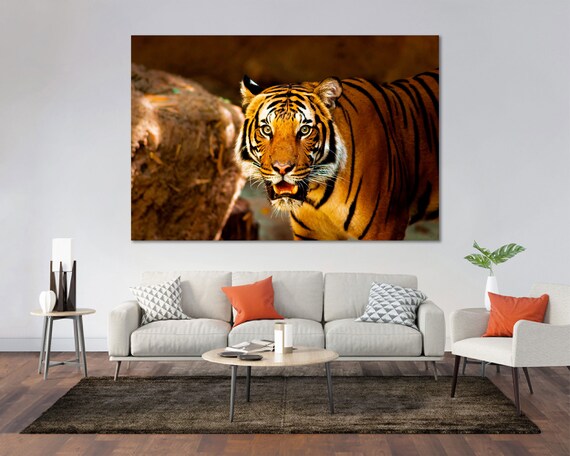 Majestic Tiger Close Up Portrait Golden Wildlife Photography Art Poster