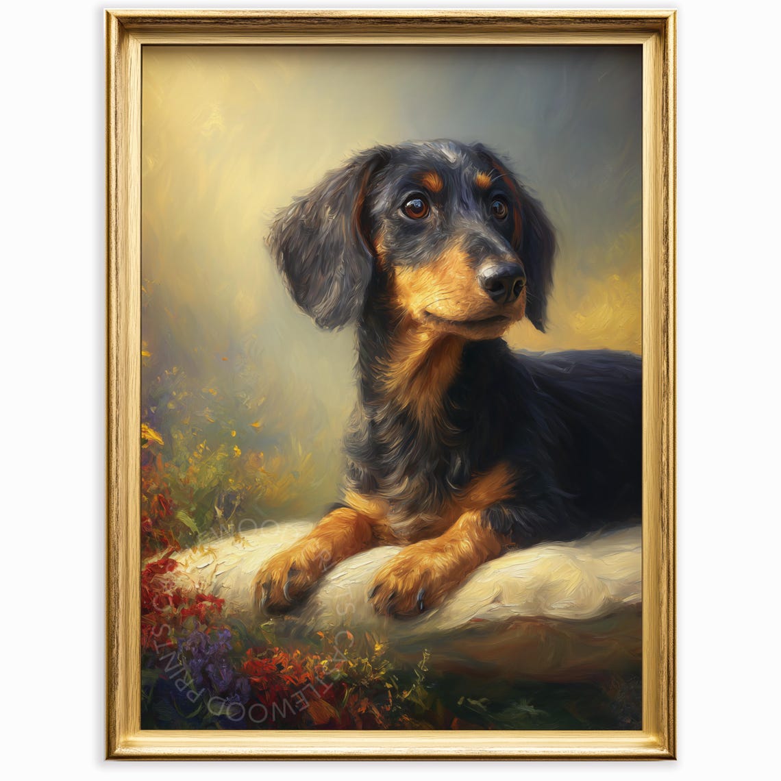 Classic Black And Tan Dachshund Portrait Painterly Dog Art Poster