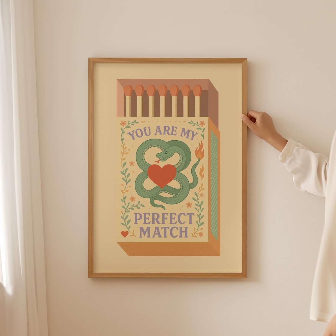 You Are My Perfect Match Snake Heart Retro Matchbox Love Poster