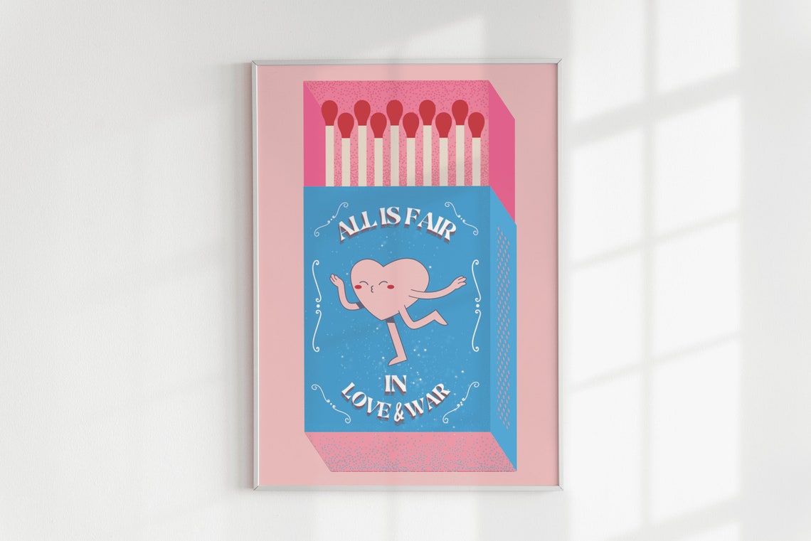 All Is Fair in Love and War Dancing Heart Matchbox Art Poster - Image 4
