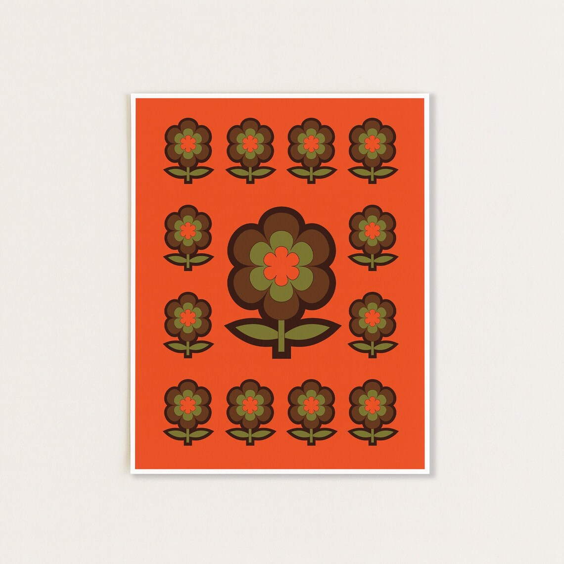 70s Floral Print, Retro Home Decor Art Print