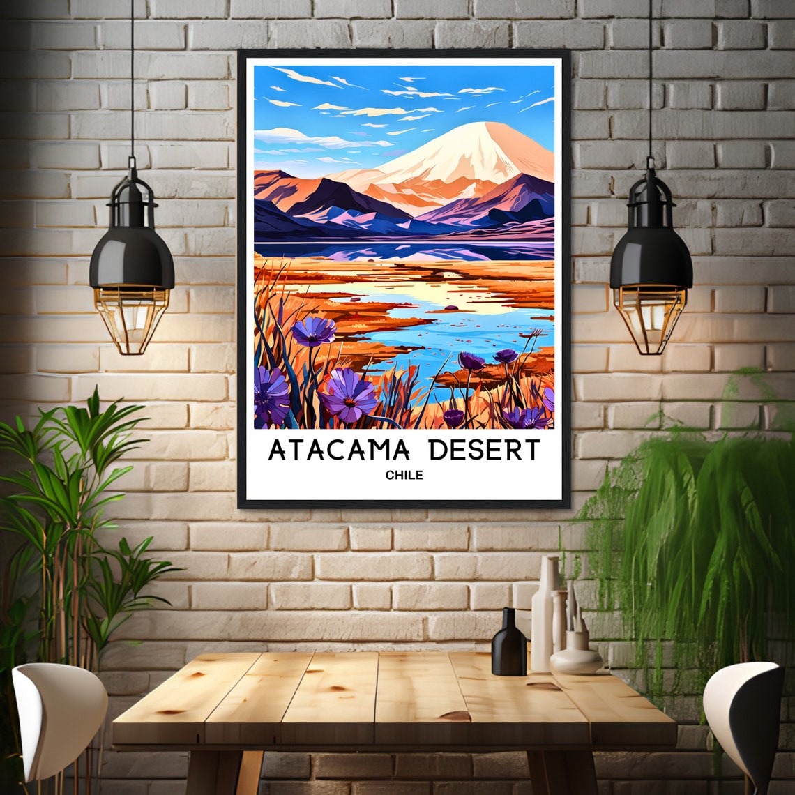 Atacama Desert Chile Volcano Lagoons Salt Flats Travel Poster - Image 3