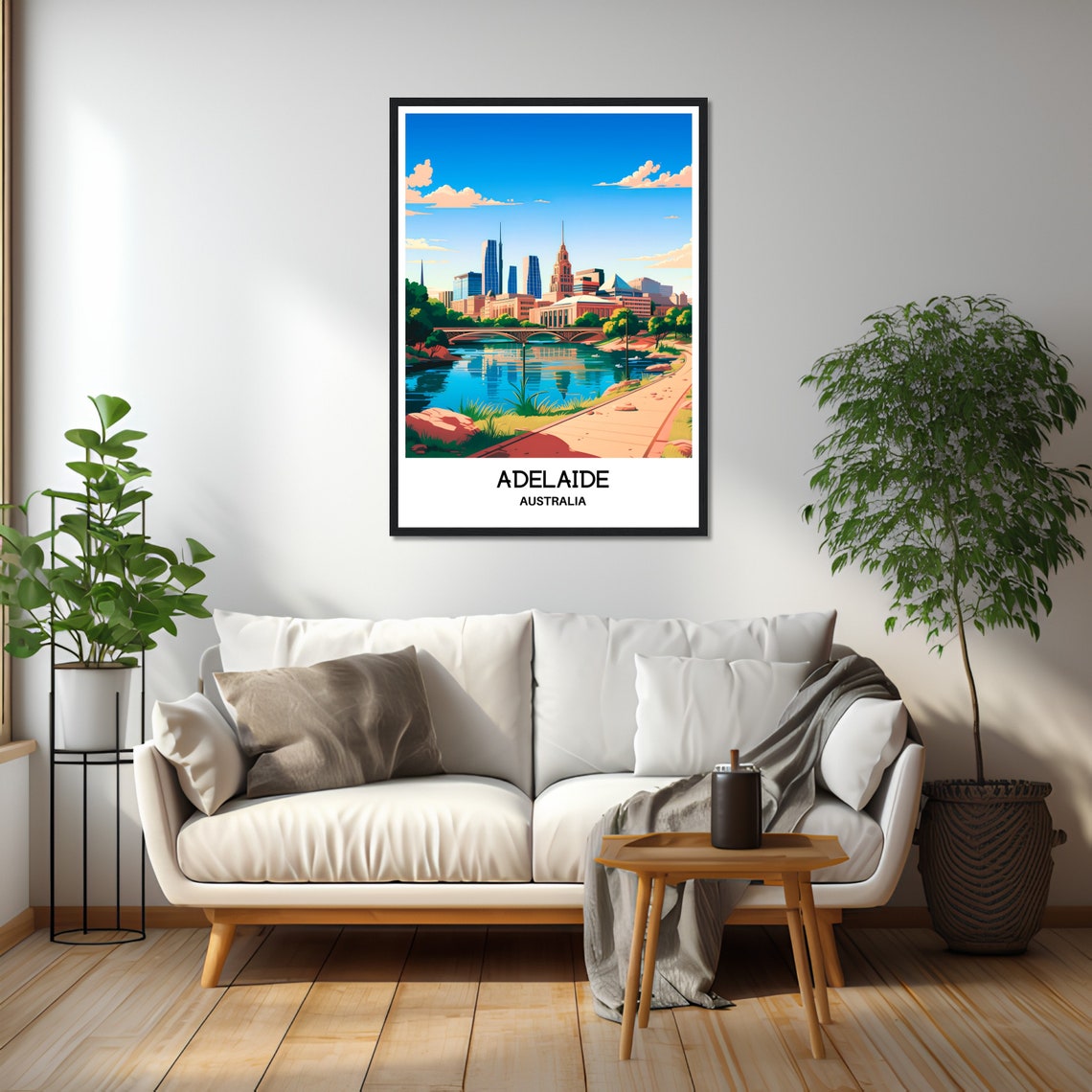 Adelaide Australia Riverfront City Skyline View Travel Poster - Image 2