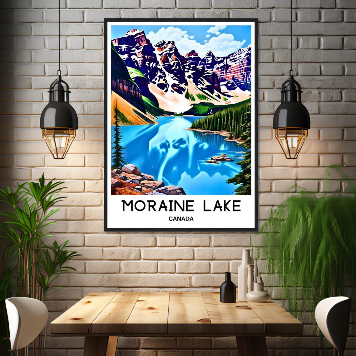 Moraine Lake Canada Sapphire Water Rugged Rocky Peaks Poster - Image 3