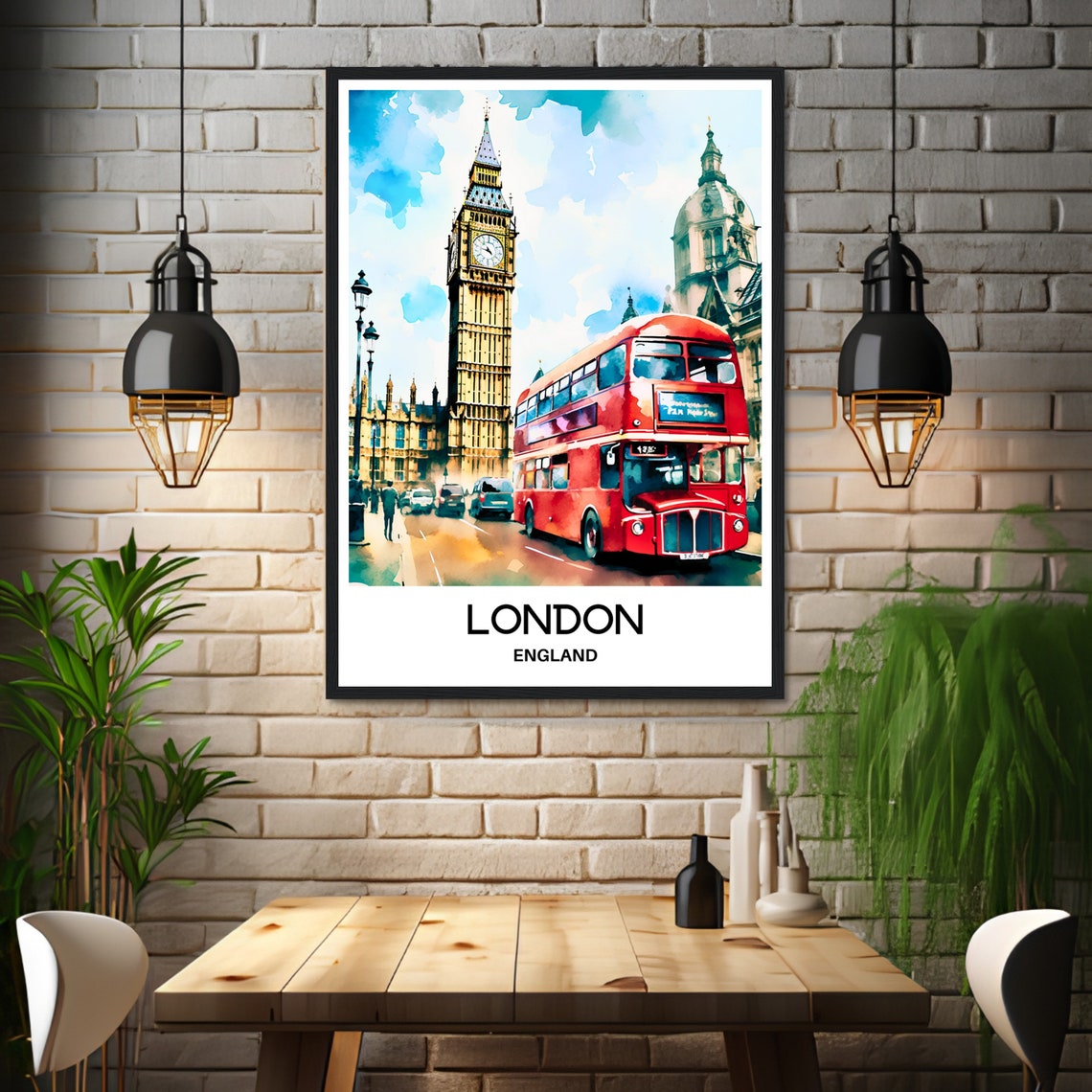 London Watercolor Print London Travel Poster English Art Print England Lover Gift London City Watercolour Painting Illustration Home Decor - Image 3