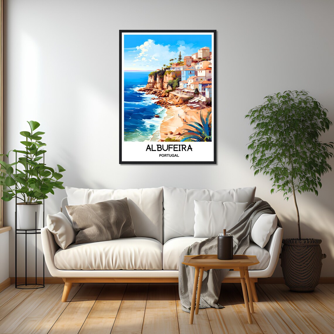 Albufeira Portugal Golden Cliff Beach Algarve Coast Travel Art Poster - Image 2