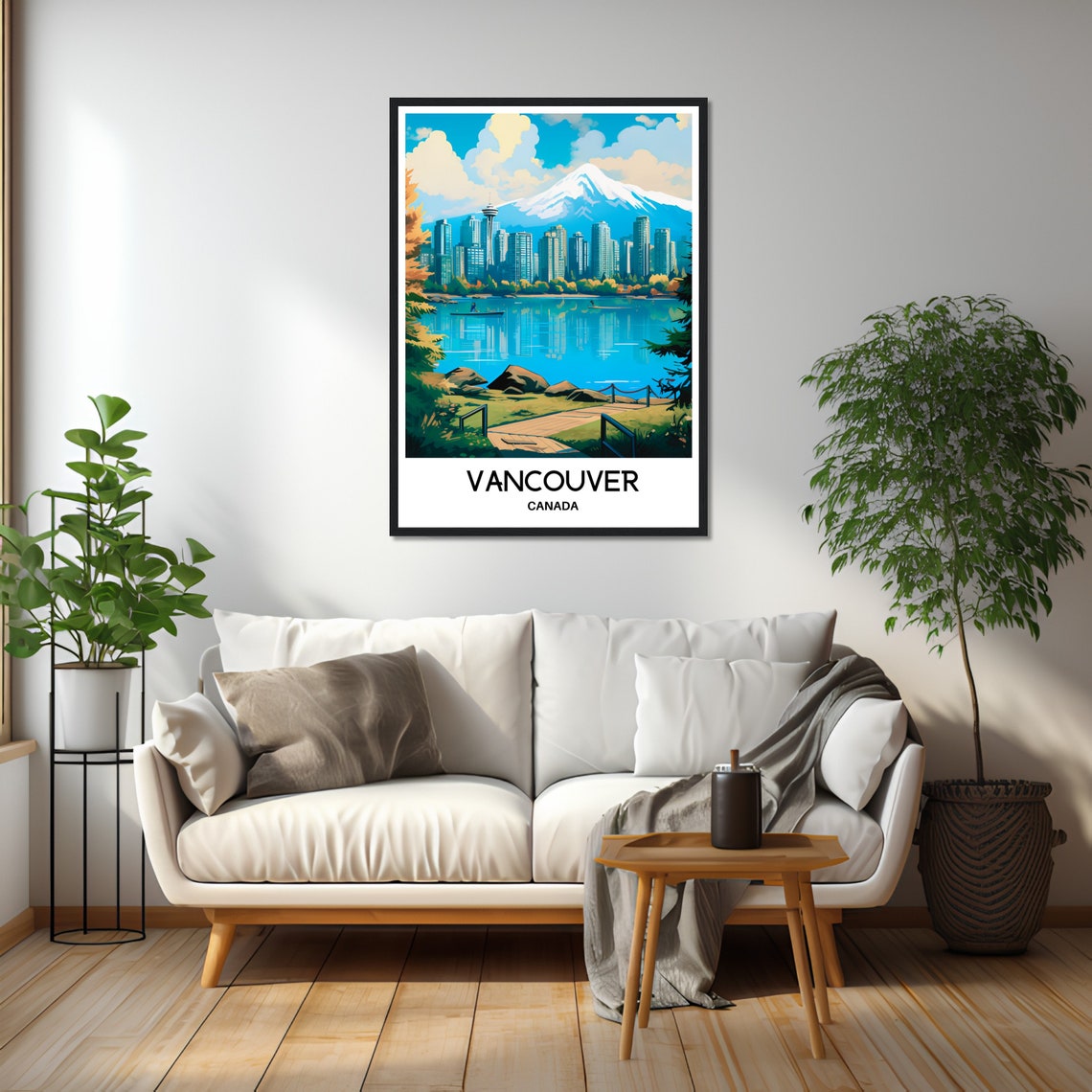 Vancouver Canada Skyline Snowy Mountain Lake View Travel Poster - Image 2