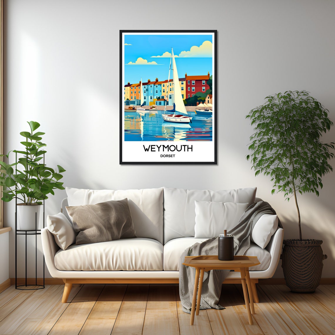 Weymouth Dorset Colorful Harbor Sailboats Illustration Travel Poster - Image 2