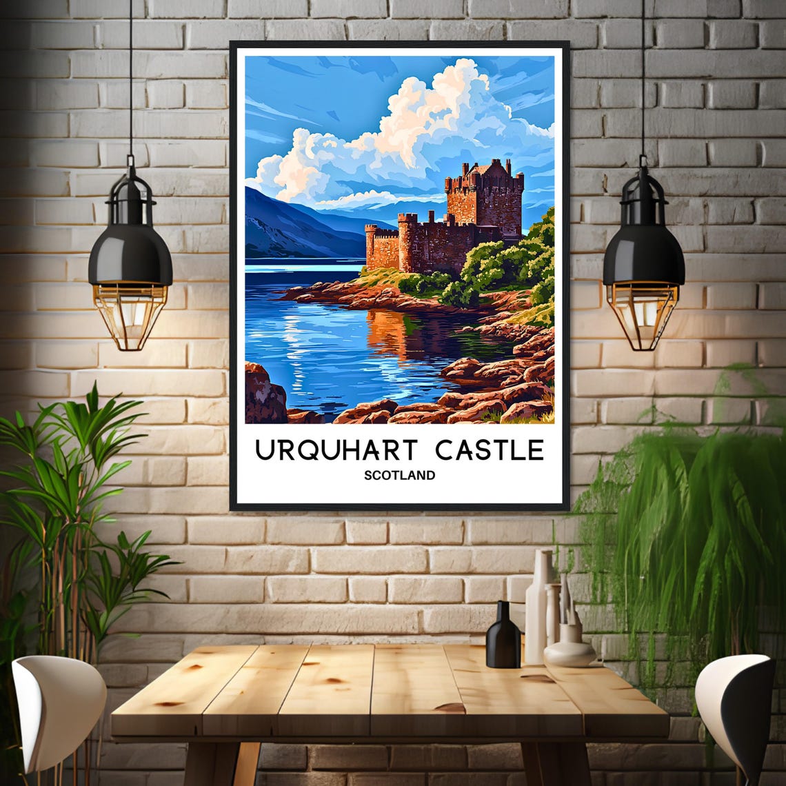 Urquhart Castle Scotland Night Sky Rocky Shore Ruins Travel Poster - Image 3