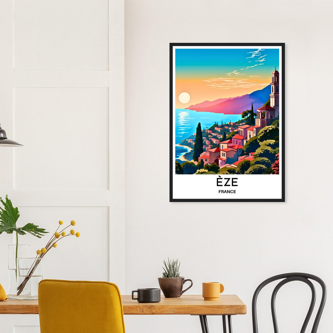 Eze France Hilltop Village Over the Mediterranean Coast Travel Poster - Image 2