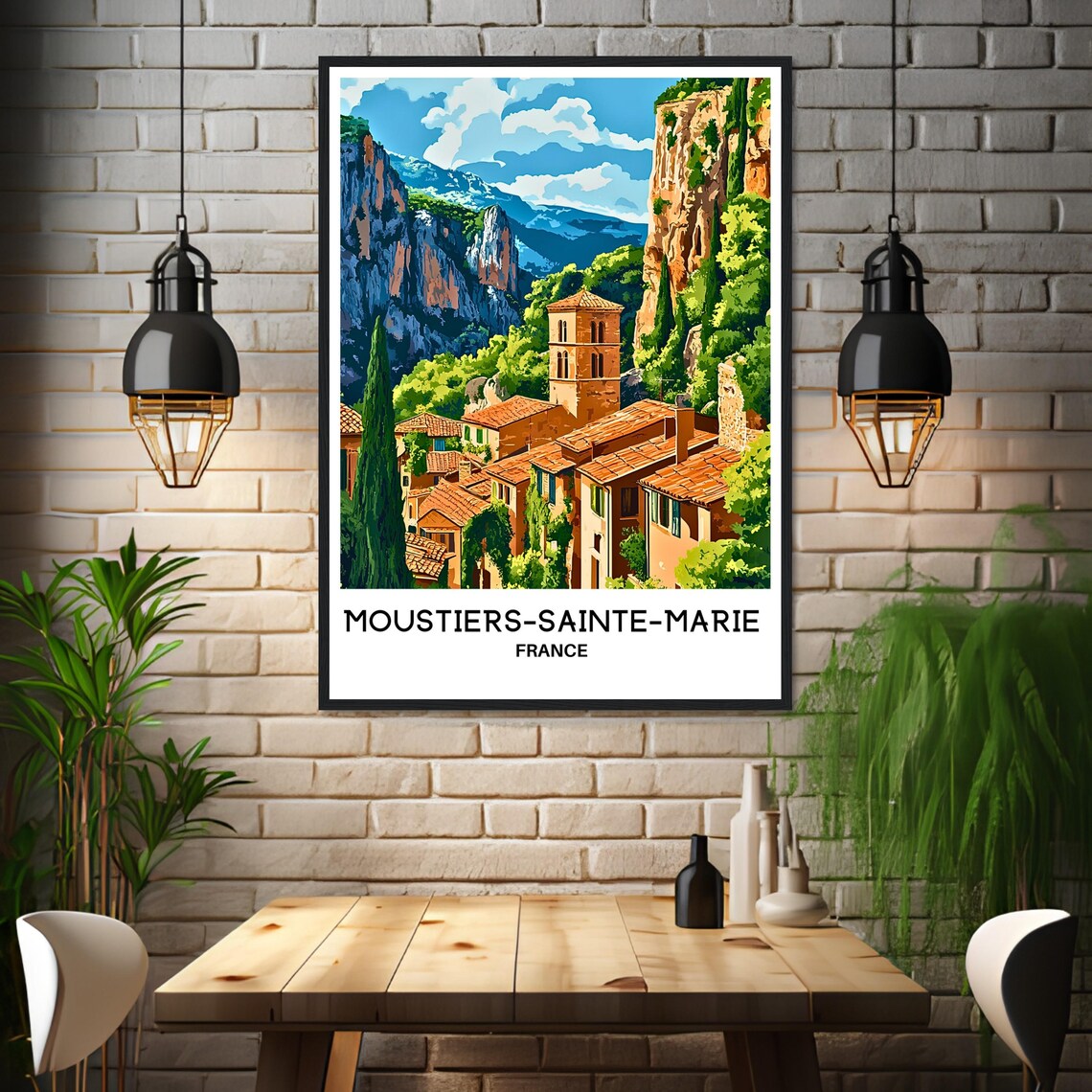 Moustiers Sainte Marie France Cliffside Village Travel Poster - Image 3