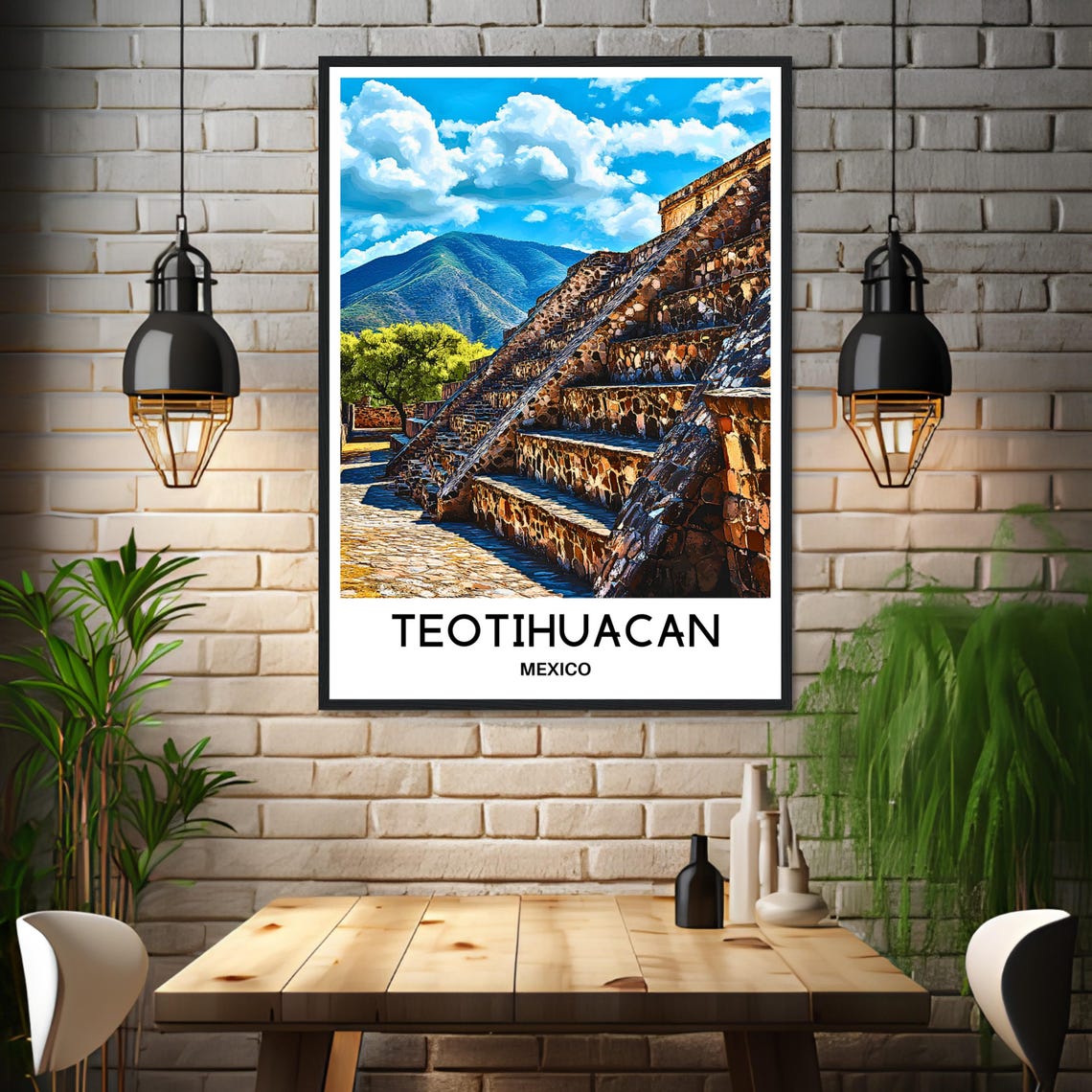 Teotihuacan Mexico Ancient Stone Pyramid Ruins Illustration Poster - Image 3