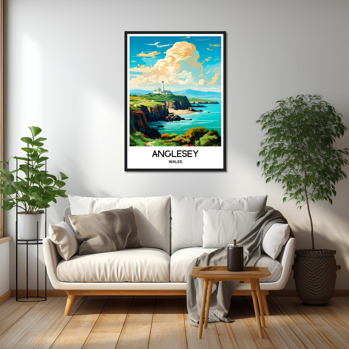Anglesey Wales Coastal Lighthouse Above the Sea Travel Poster - Image 2