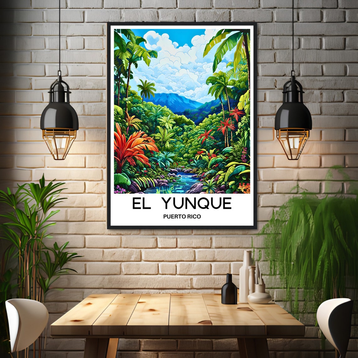 El Yunque Puerto Rico Rainforest Stream Jungle Travel Poster - Image 3