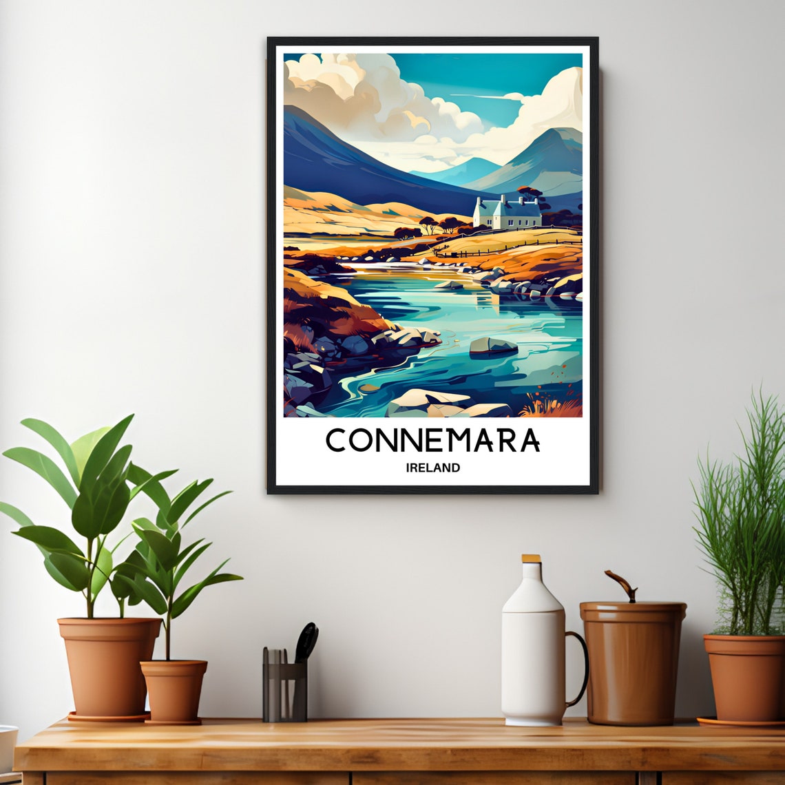 Connemara Ireland Lakeside Cottage Mountain Golden Hour Poster - Image 3