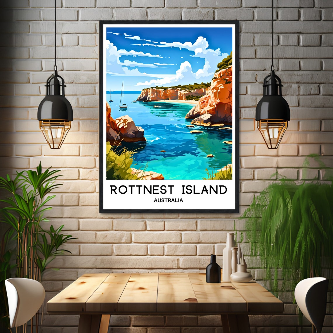 Rottnest Island Turquoise Cove Sailing Boats Australia Travel Poster - Image 3