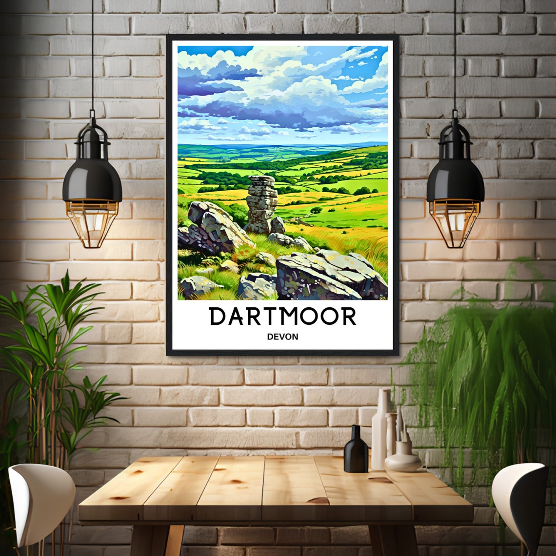 Dartmoor Stone Tors Rolling Green Moorland Devon England Travel Poster - Image 3
