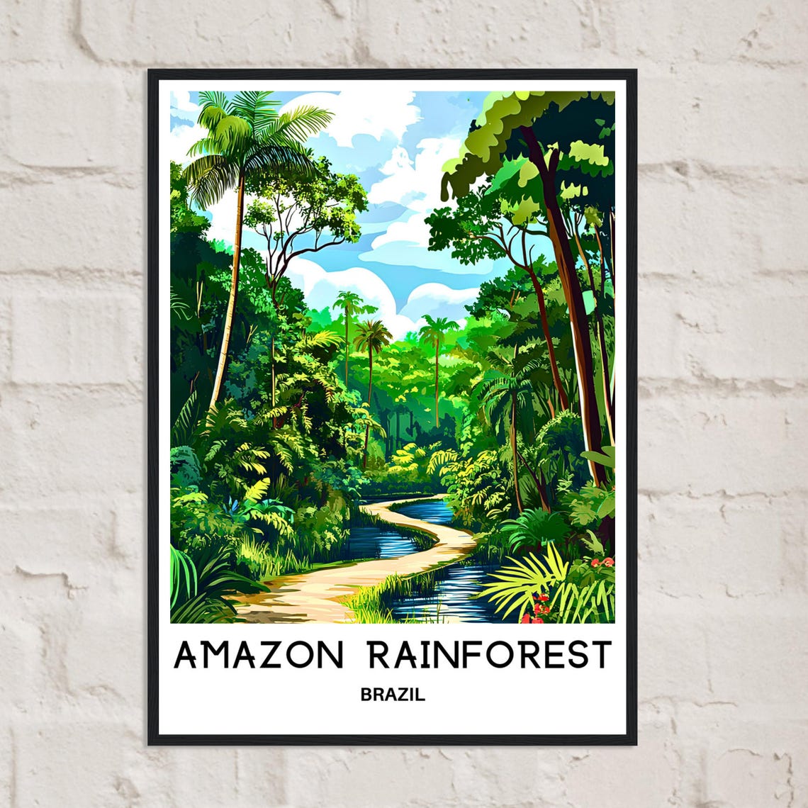 Amazon Rainforest Brazil Jungle River Retro Nature Travel Poster - Image 2