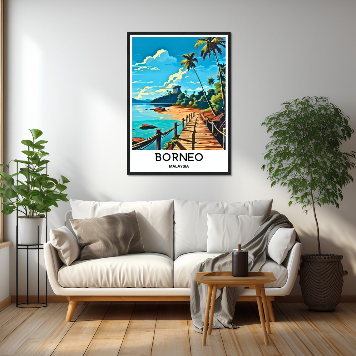 Borneo Beach Boardwalk Palms Tropical Island Malaysia Poster - Image 2