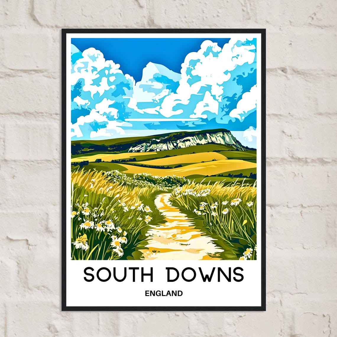 South Downs England Chalk Hills Wildflower Path Travel Poster - Image 2