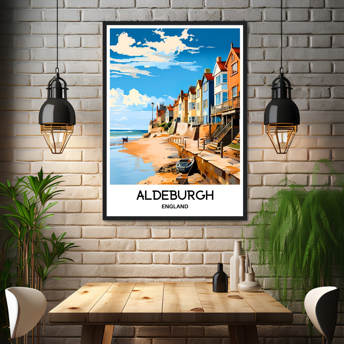 Aldeburgh England Seaside Town Colorful Beach Houses Promenade Poster - Image 3