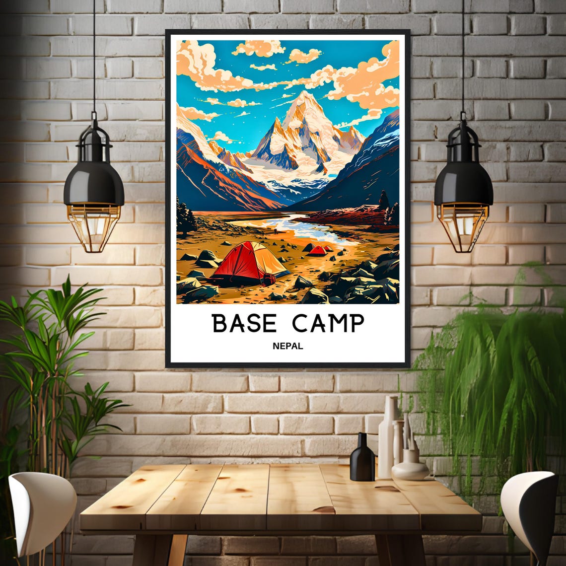 Nepal Base Camp Himalayan Mountain Peaks Tents Travel Poster - Image 3