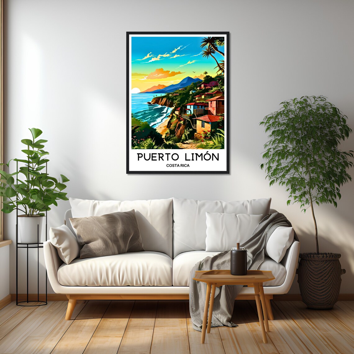Puerto Limon Costa Rica Vintage Travel Coastal Village Poster - Image 2