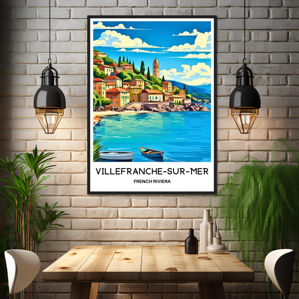 Villefranche Sur Mer Travel Print Poster French Art Print France Lover Gift Wall Hanging Art Home Decor Villefranche Sur Mer Illustration - Image 3