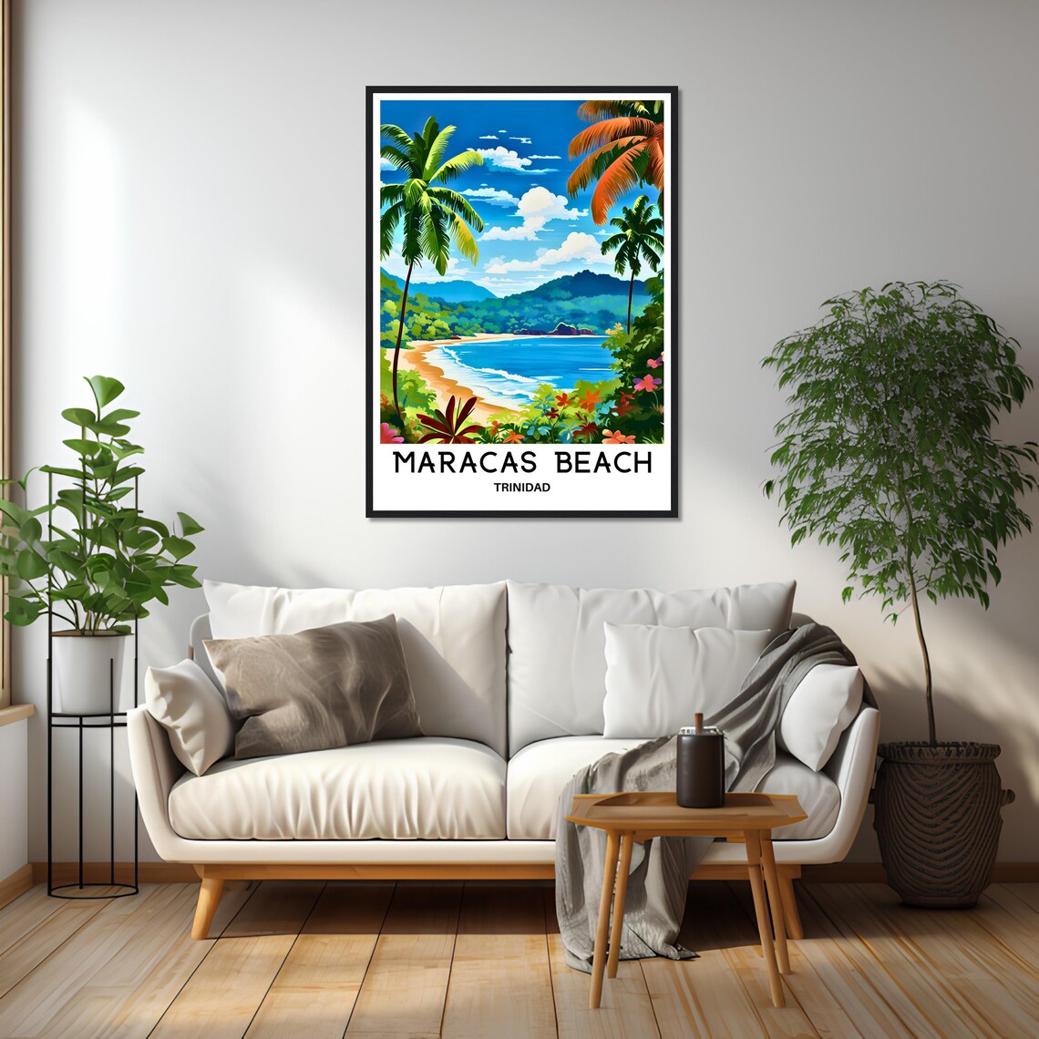 Maracas Bay Travel Print Maracas Bay Poster Caribbean Art Print Trinidad Lover Gift Wall Hanging Home Decor Maracas Bay Illustration - Image 2
