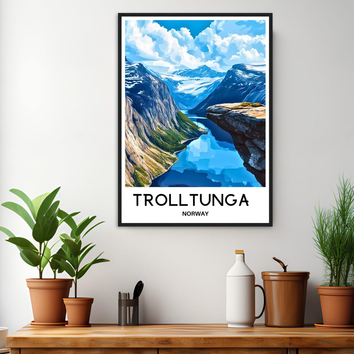 Trolltunga Norway Fjord Cliff Rock Formation Valley View Poster - Image 2