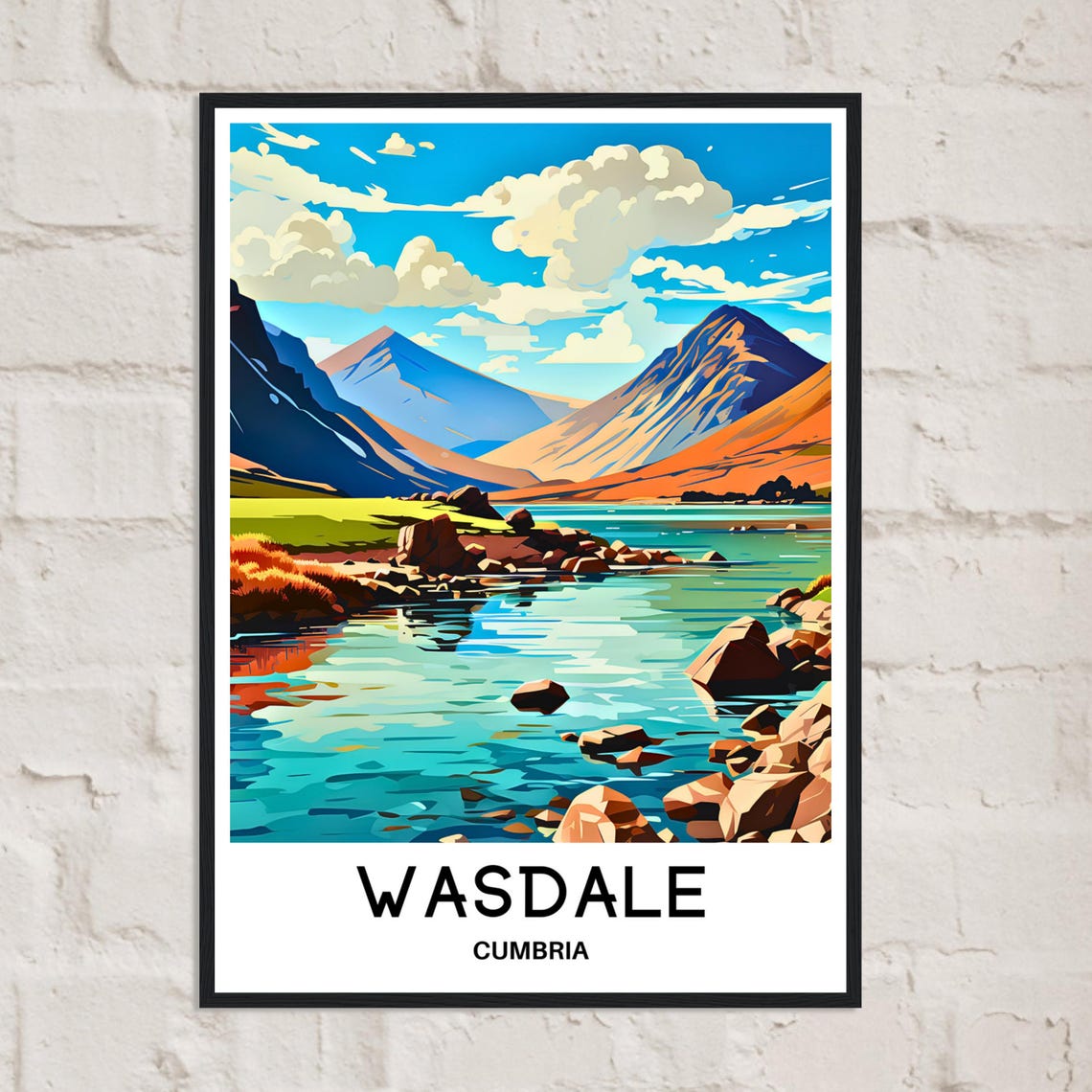 Wasdale Cumbria Mountain Lake Valley Landscape Travel Poster - Image 2