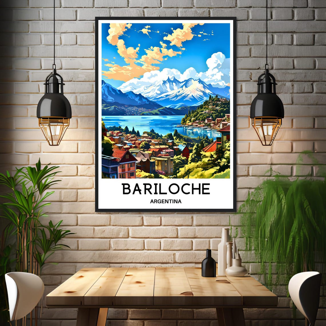 Bariloche Argentina Andes Lake Town With Snowy Mountain View Poster - Image 3