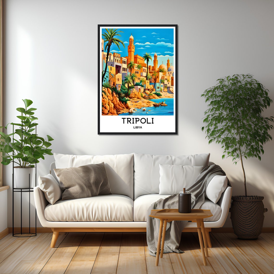 Tripoli Libya Old Town Minarets Harbour Palm Trees Travel Poster - Image 2