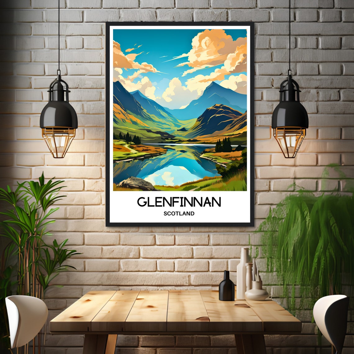 Glenfinnan Scotland Mountain Lake Perfect Reflection Sunset Poster - Image 3
