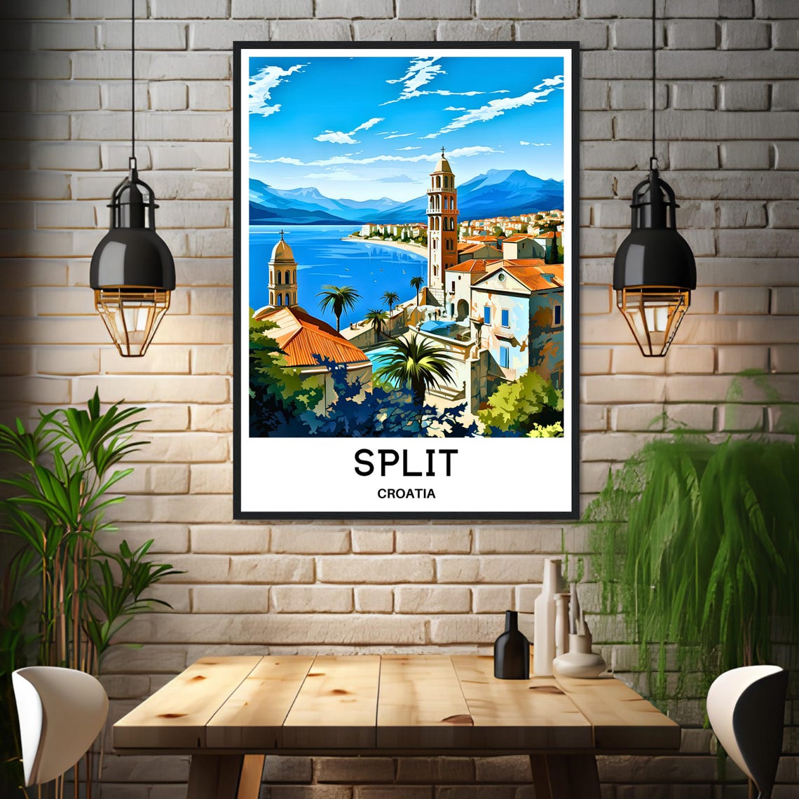 Split Croatia Adriatic Harbour Bell Towers Coastline City Poster - Image 3