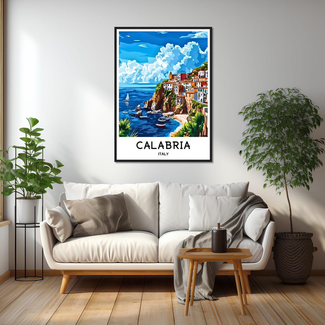 Calabria Italy Cliffside Coastal Town Colorful Italy Travel Poster - Image 2