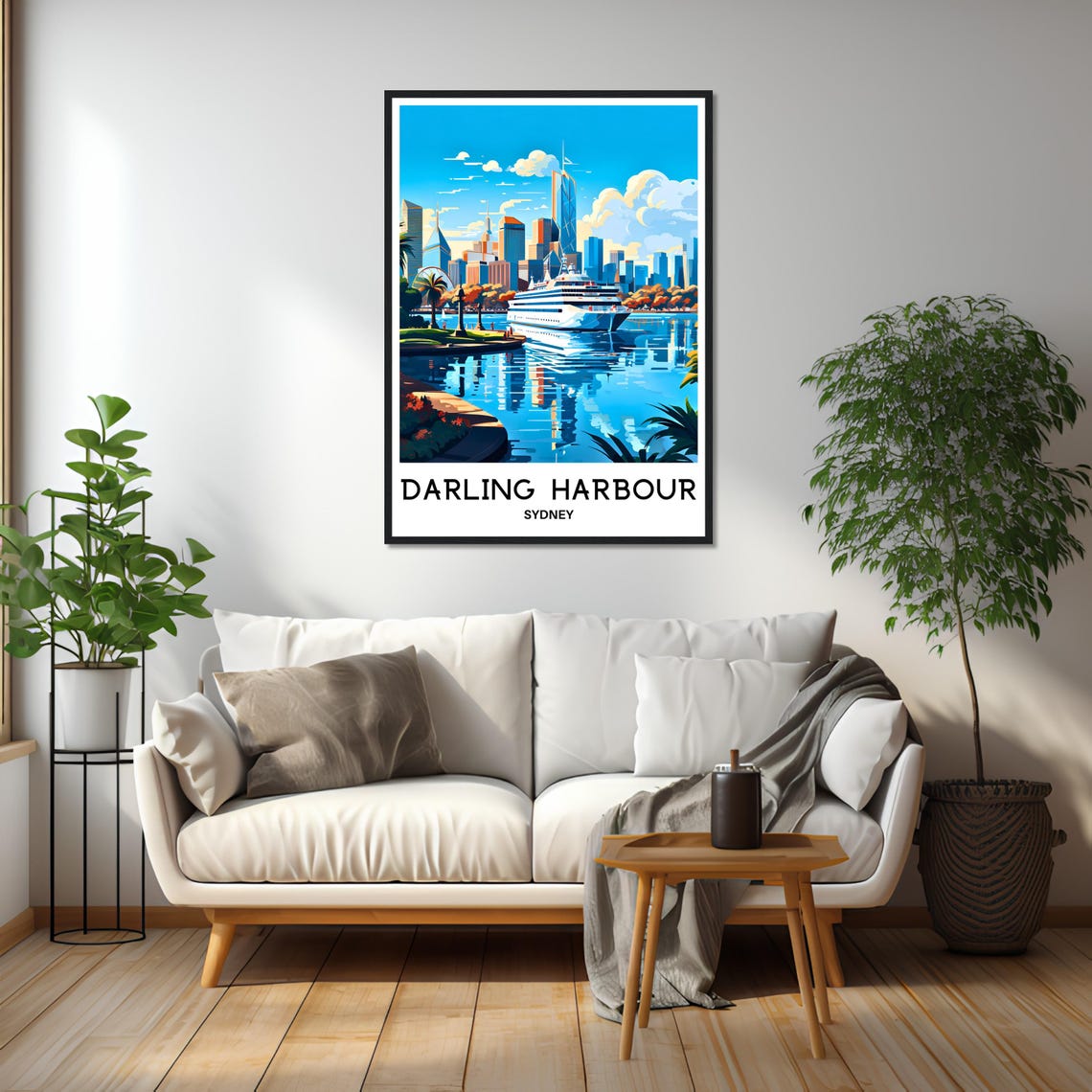 Darling Harbour Sydney Australia Waterfront Illustration Poster - Image 2