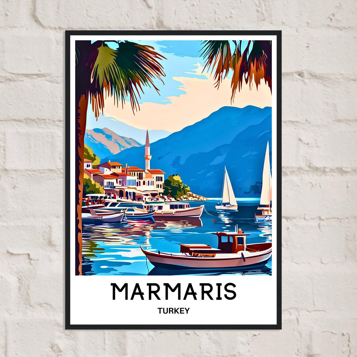 Marmaris Turkey Harbor Sailboats Mediterranean Travel Poster - Image 2