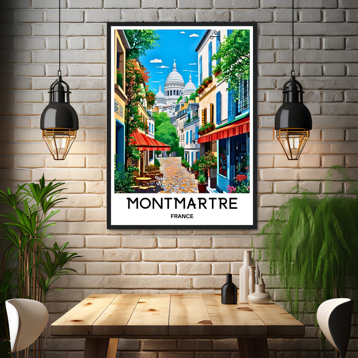 Montmartre Travel Print Montmartre Poster French Art Print France Lover Gift Wall Hanging Art Cote Paris Illustration Home Office Decor - Image 3
