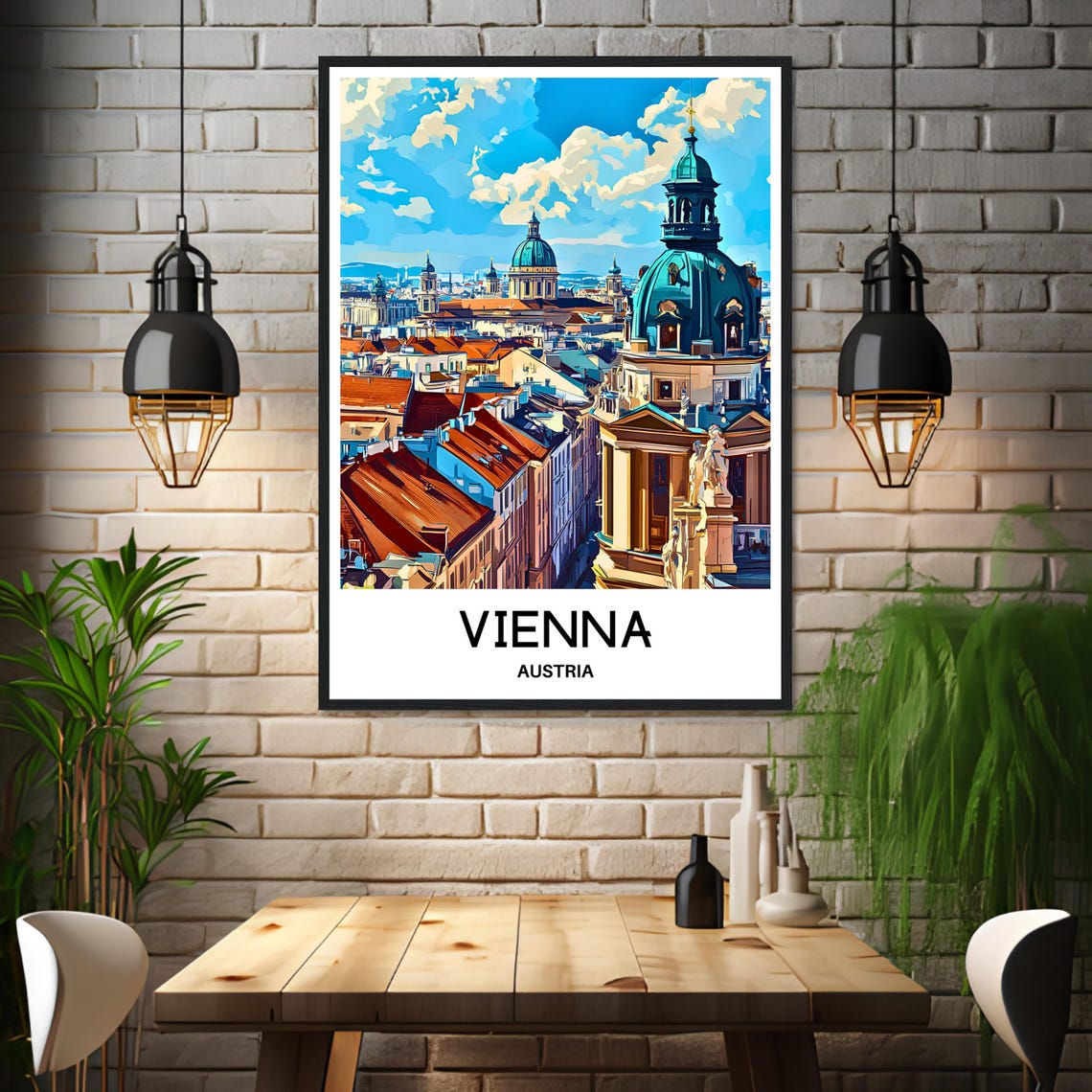 Vienna Austria Historic Rooftops Baroque Domes City Travel Poster - Image 3