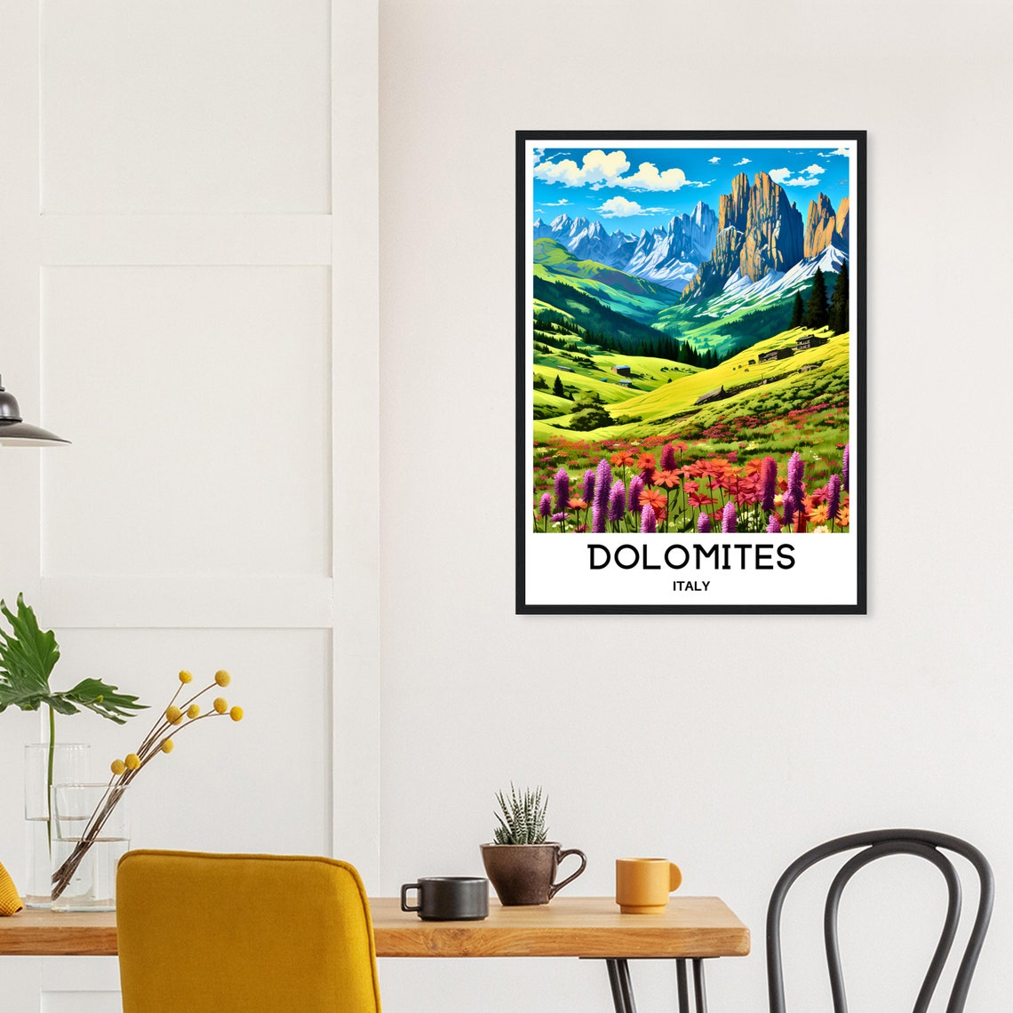 Dolomites Italy Alpine Wildflower Meadow Peaks Travel Poster - Image 3