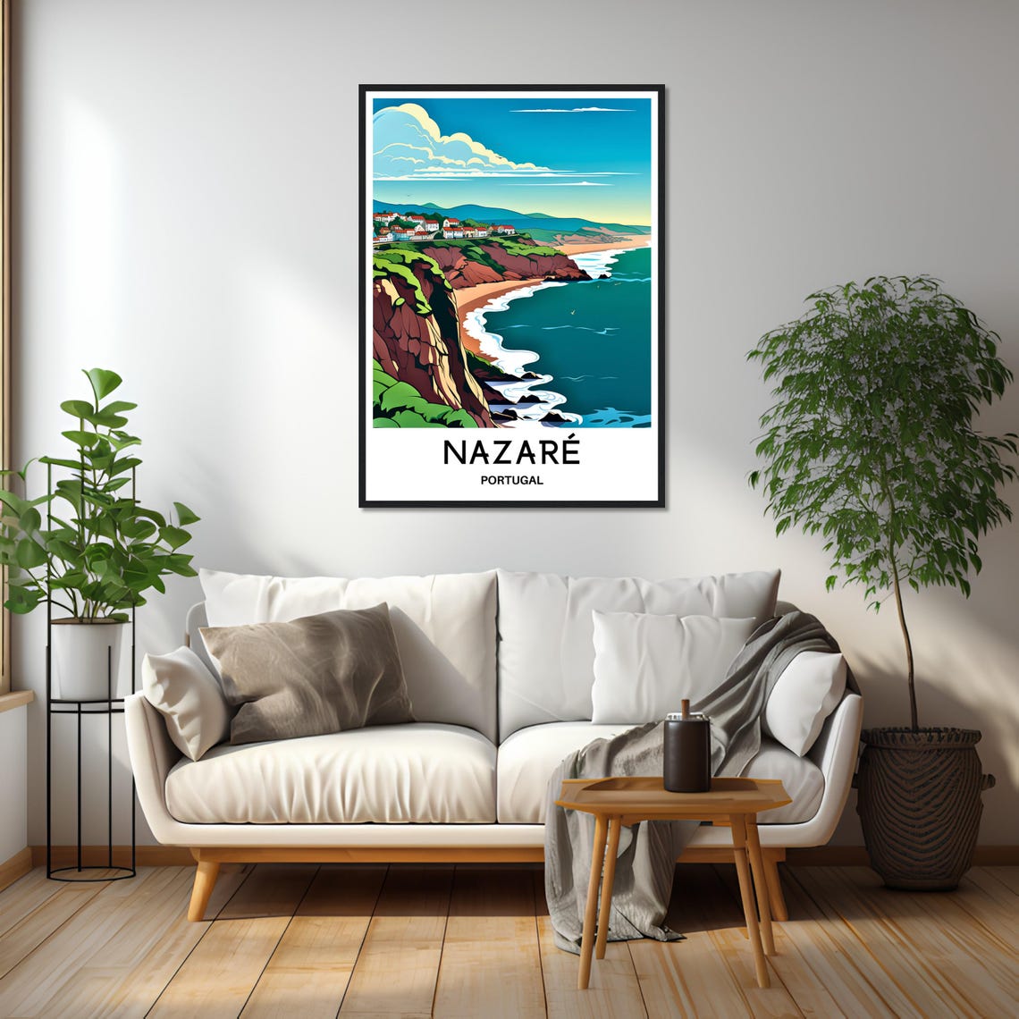 Nazare Travel Print Nazare Poster Portuguese Art Print Portugal Lover Gift Wall Hanging Home Office Desk Decor Nazare Town Illustration - Image 2