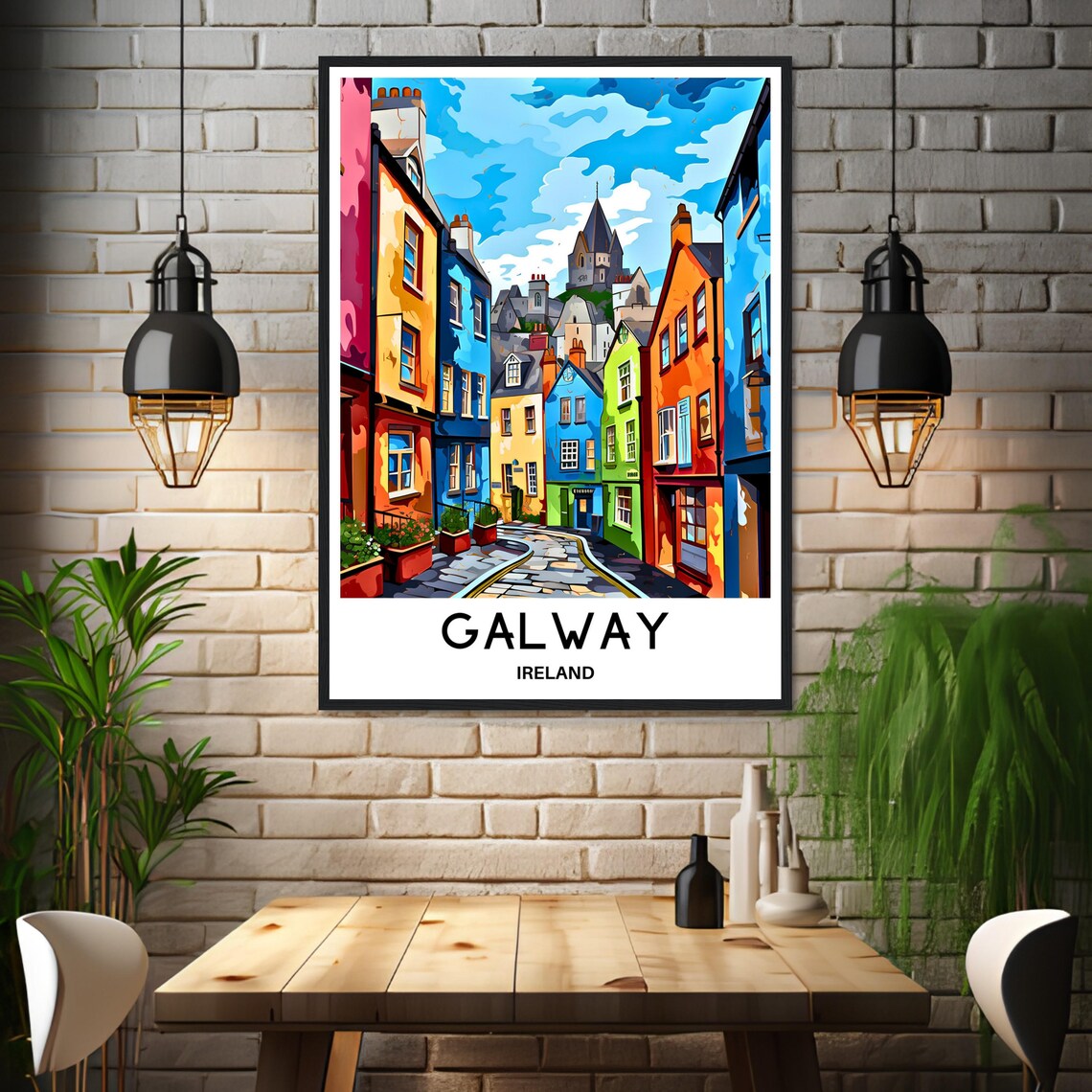 Galway Colorful Street with Medieval Spire in Ireland Poster - Image 3