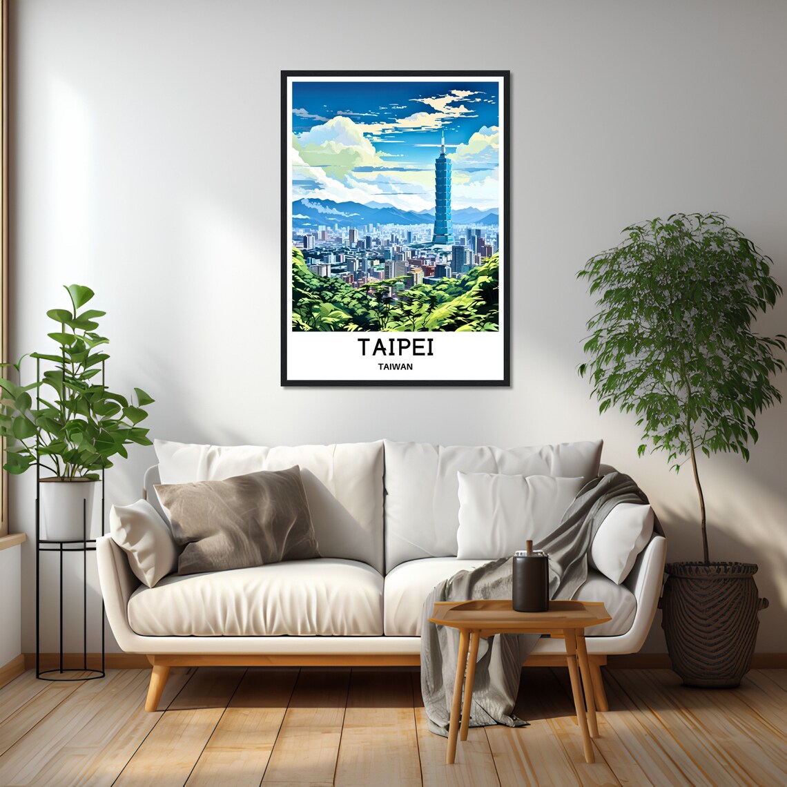 Taipei 101 Taiwan Skyline Mountain City View Travel Art Poster - Image 2