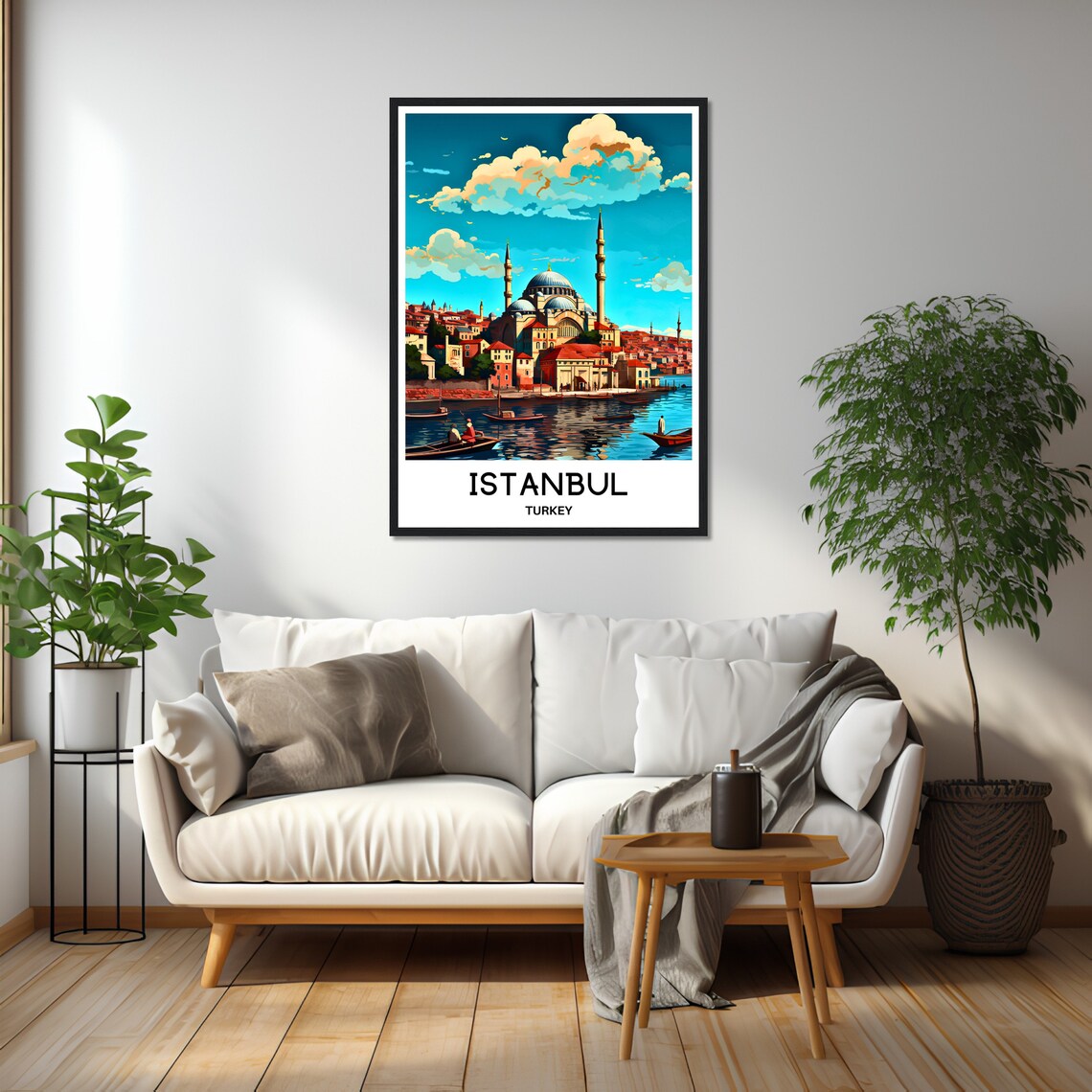 Istanbul Turkey Mosque Minarets Waterfront Boats City Poster - Image 2