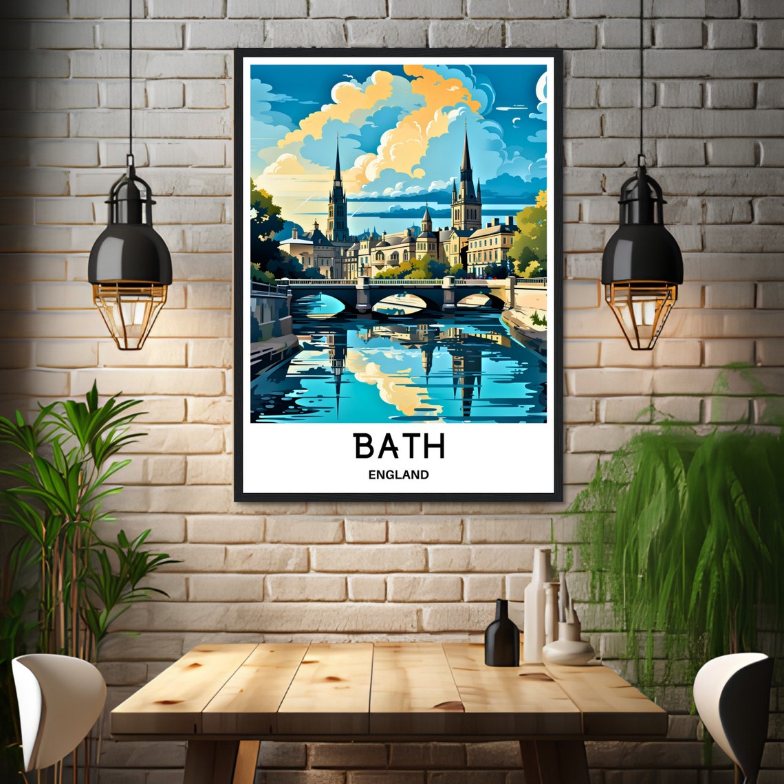 Bath England River Avon Georgian Cityscape Travel Art Poster - Image 3