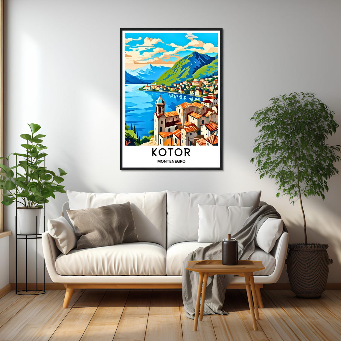 Kotor Montenegro Old Town With Church Tower Over The Bay Poster - Image 2