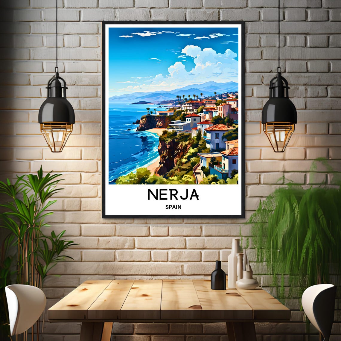 Nerja Spain Costa del Sol Cliffside Village Beach View Poster - Image 3