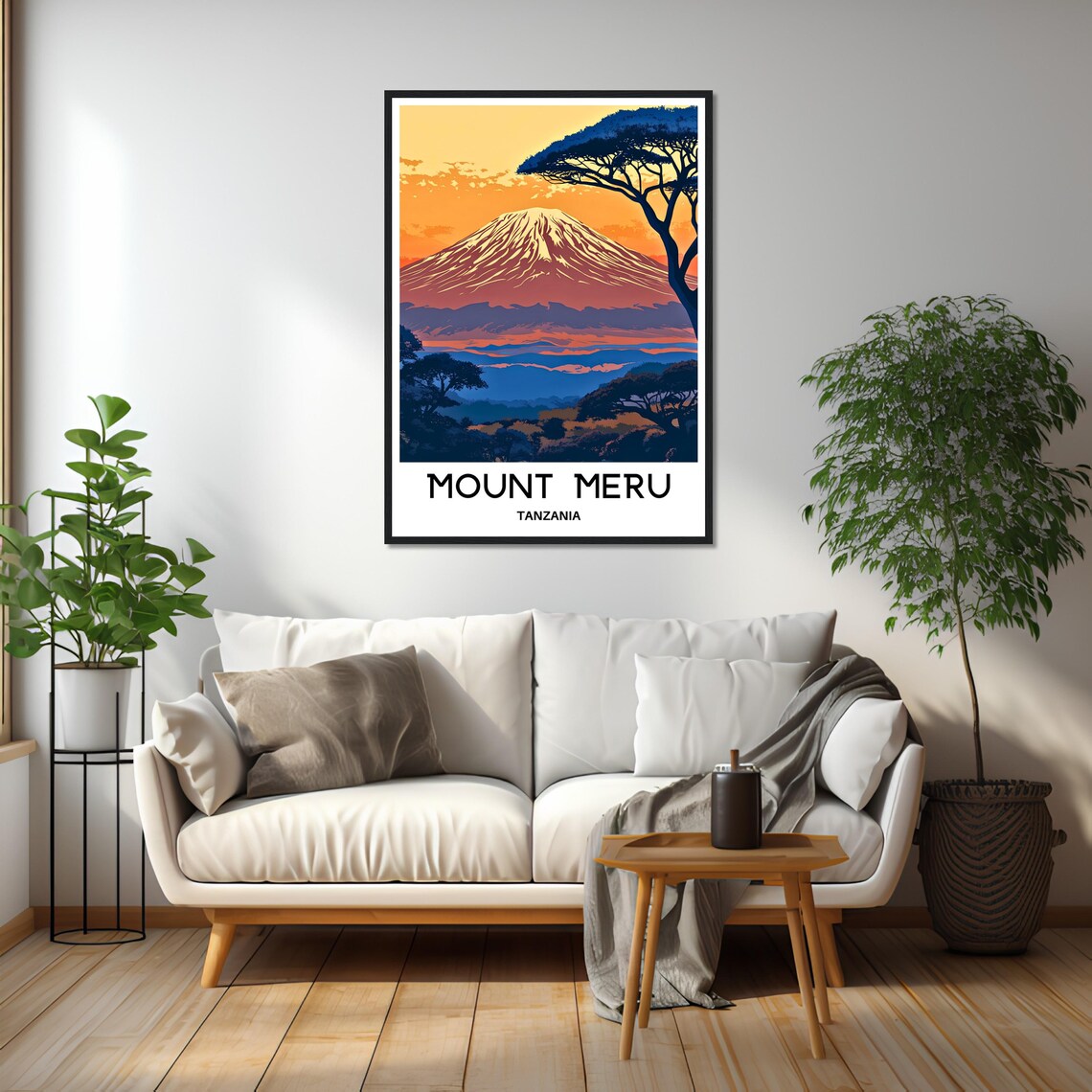 Mount Meru Tanzania Sunset Acacia Trees Africa Travel Poster - Image 2