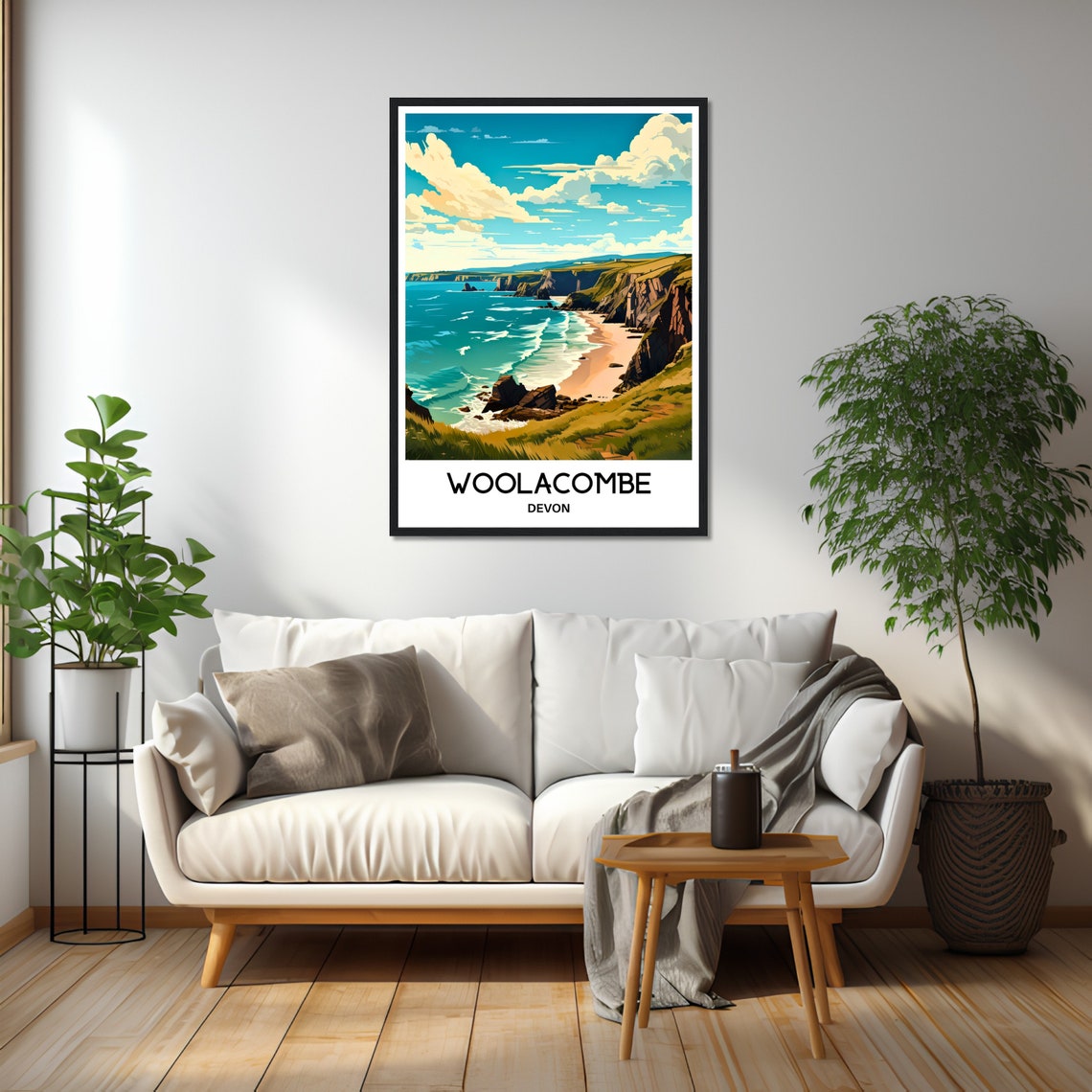 Woolacombe Devon Sweeping Golden Bay Beach Panoramic View Poster - Image 2